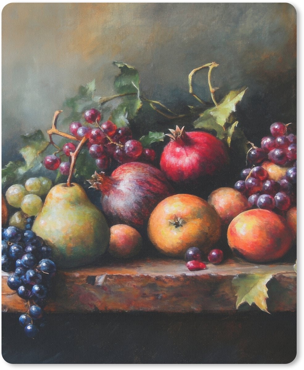 Muismat 19x23 cm - Mousepad Rustiek - Stilleven - Fruit - Muismatten
