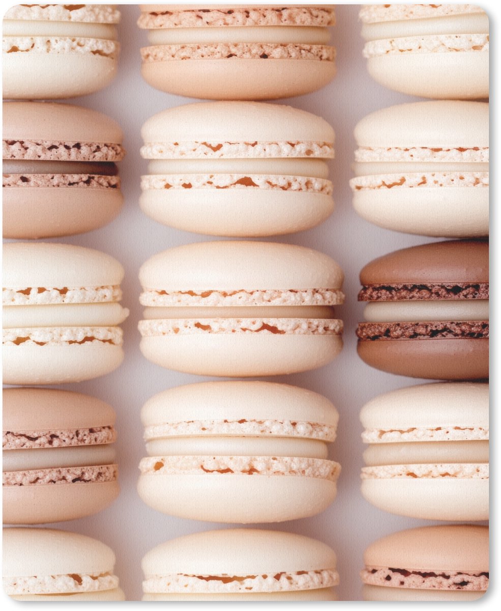 Muismat 19x23 cm - Mousepad Macarons - Beige - Bruin - Muismatten