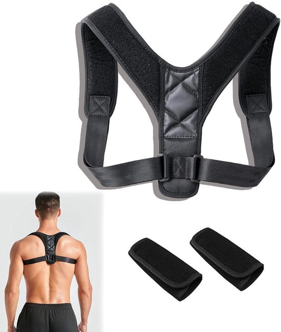 Posture correction back trainer with adjustable support for back, shoulders, and neck - with shoulder pads for women and men