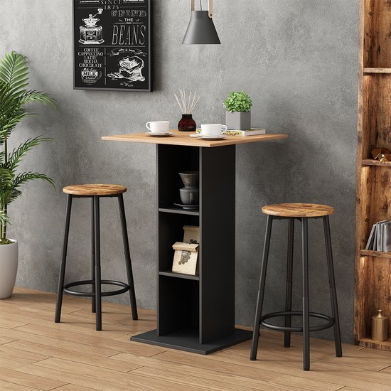 Lot de 2 Tabourets de bar Vicco Edmonton – 31,5 x 64 cm 2 pièces Chêne rustique 2 pièces
