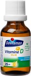 Flesje Davitamon Vitamine D Olie 25 ml met doseerpipetje.