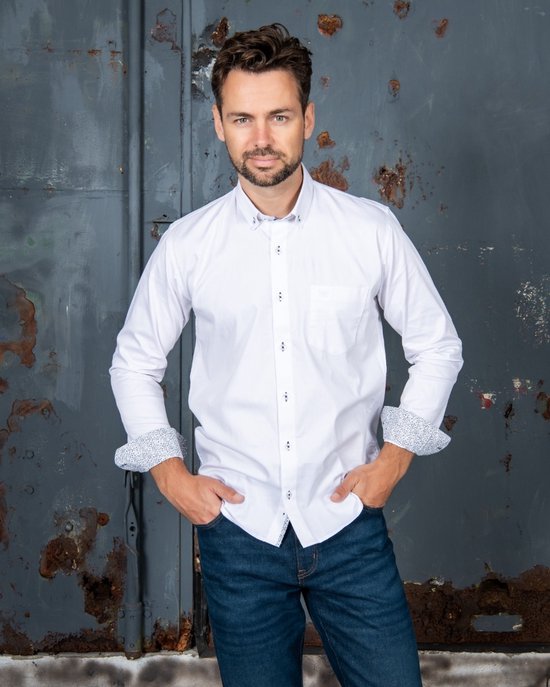 Cappuccino Italia - Chemises Homme Chemise Stretch Ancona - Wit - Taille XXL