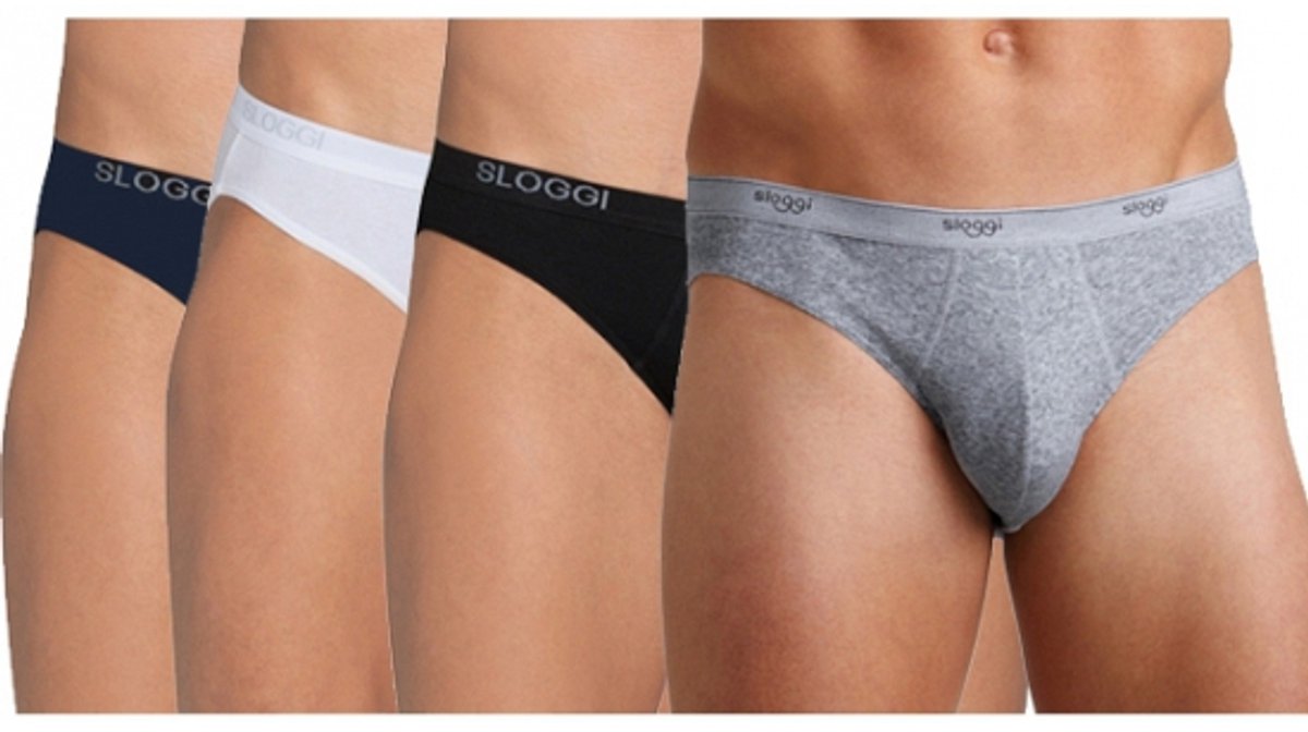 Set van 2x stuks sloggi basic mini heren ondergoed slip - 96% katoen/4% elasthan, maat: XL zwart