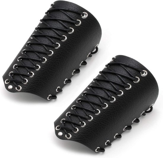 ZUYPSK Vintage Unisex Gothic PU lederen schouderriem arm manchet verstelbare pantser met armband steampunk cosplay kostuum accessoires, zwart, One size