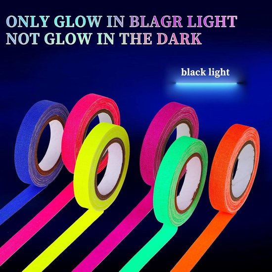 Abeillo 1 Rouleau De Ruban Adhésif Fluorescent, Jaune Fluo, Lumineux, Pour Décoration De Fête, Halloween, Artisanat (2,5 Mm X 1,5 M