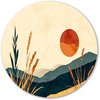 Natuur, Japandi, Landschap, Oranje, geel, blauw, groen, beige