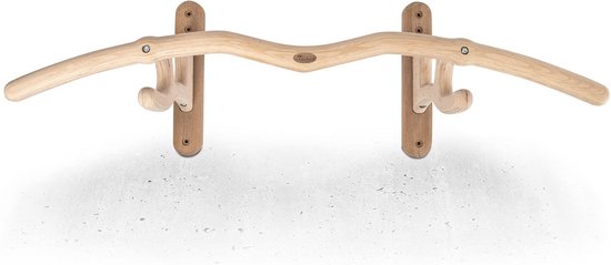 Foto: Pull up station wandrek kracht training ergonomisch ontwerp 43 cm wandafstand houtkleur