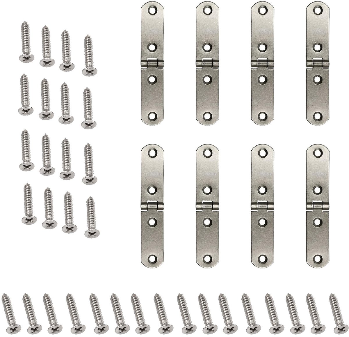 Ibenzoa® Roestvrijstalen Scharnier Set voor Meubels en DIY Projecten, 8 Stuks Met 32 Schroeven