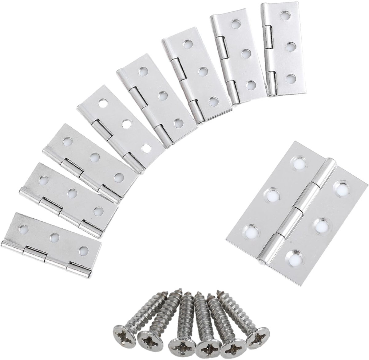 Ibenzoa® Set van 20 Inklapbare Roestvrij Stalen Scharnieren met Schroeven en Schroevendraaier voor Diverse Toepassingen