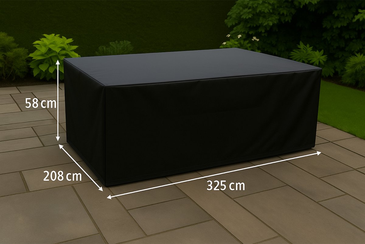 CUHOC Beschermhoes Tuinmeubel 325x208x58 cm Zwart Tuinset / Hoes tuinmeubelen - Tuinsethoes - Loungesethoes