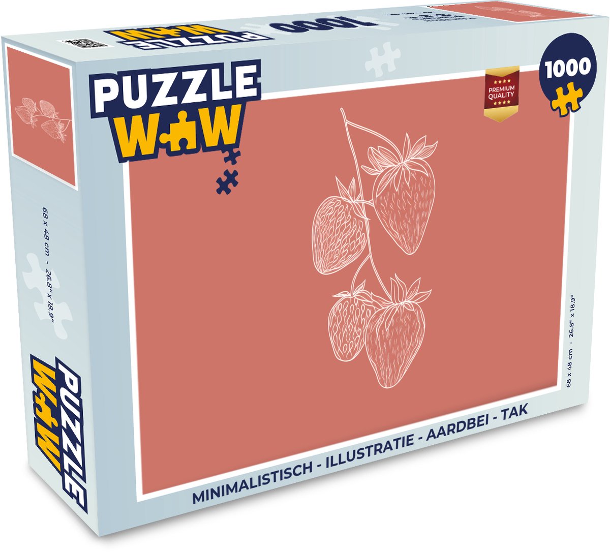 Puzzel Minimalistisch - Illustratie - Aardbei - Tak - Legpuzzel - Puzzel 1000 stukjes volwassenen