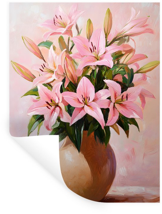 Witte klaproos bloemen muursticker