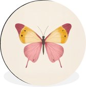 WallCircle - Wall Circle - Wall Circle - Papillon - Illustration - Rose - Aluminium - Dibond - 60x60 cm - Intérieur et extérieur