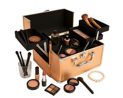 Cheqo® Make-up Koffer - Cosmetica Koffer - Make-Up Set - Grote Make Up Organizer - Professionele Beautycase - Visagiekoffer