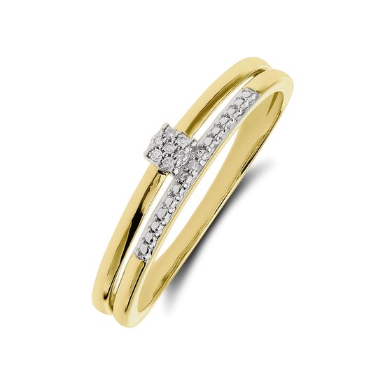 Bague Lucardi pour femme en or 14 carats et diamant 0- Ring - Or 14 carats - Argent - 17,50 / 55 mm