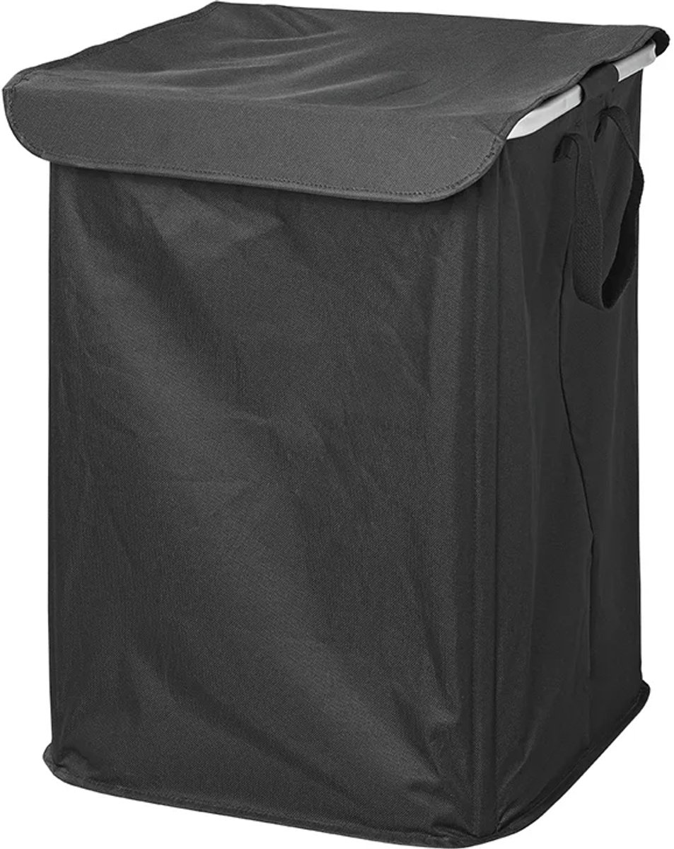 ProPlus Opvouwbare Wasmand met Deksel - 45 x 45 x 60 cm - Klittenband voor Bevestiging Frame - Waszak - Zwart