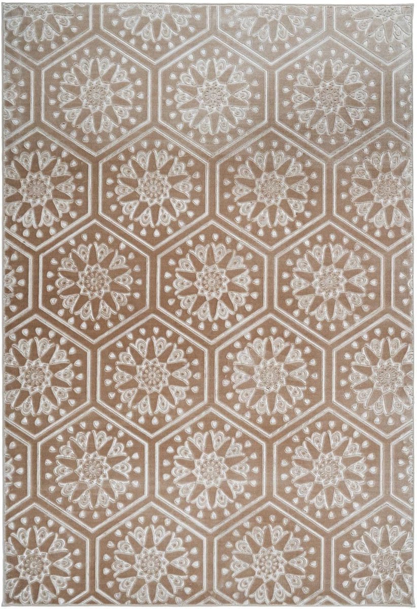 Ibenzoa® Textielvloerkleed met Drie-Dimensioneel Bloemmotief – Neutrale Kleurenpalet voor Interieur