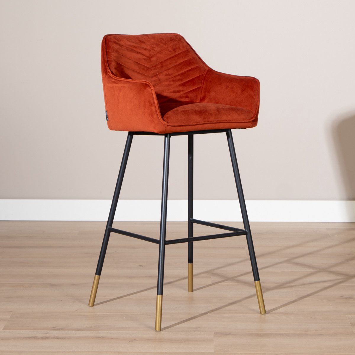 Bronx71 Velvet barkruk Fiona koper 65-78 cm - barstoel