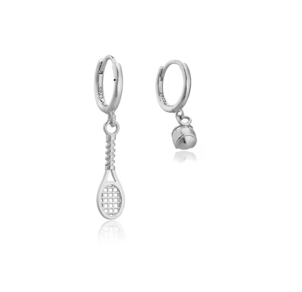 SportPresent® - Oorbellen - Tennis - Tennisracket - Tennisbal - Padel - Zilver kleur - 925 - Hangoorbellen - Sport - Oorbellen Tennis - Sportsieraad