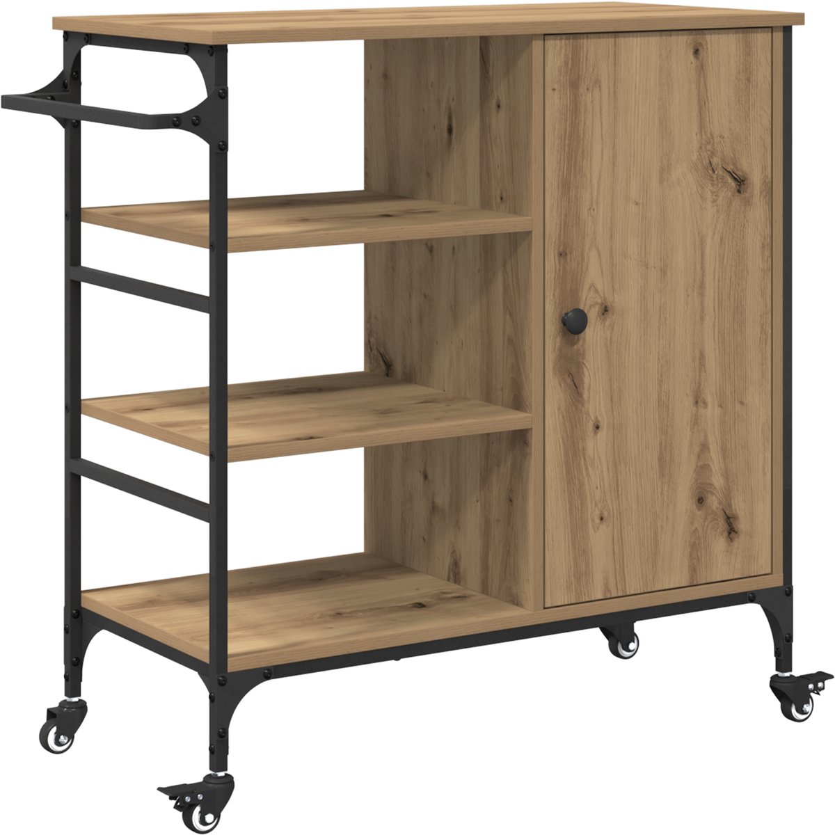 vidaXL - Keuken - Trolley - Artisan - Eiken - 87.5 - x - 39 - x - 84.5 - cm - Bewerkt - hout