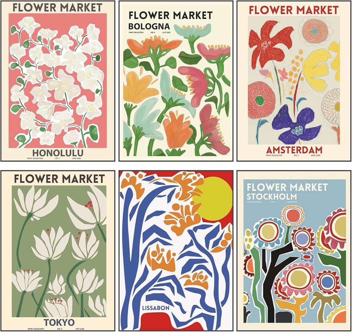 Ibenzoa Elegant Bloemmotieven Collectie - Diverse Afbeeldingen voor Moderne Interieurs kleurrijk