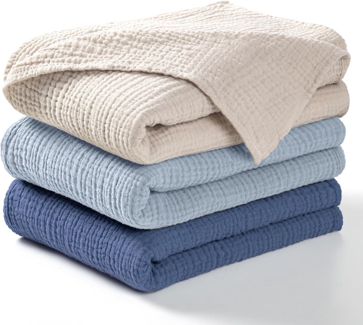 Ibenzoa® Zachte en Ademende Baby Inbakerdoeken Set - 3 Stuks Navy Blauw