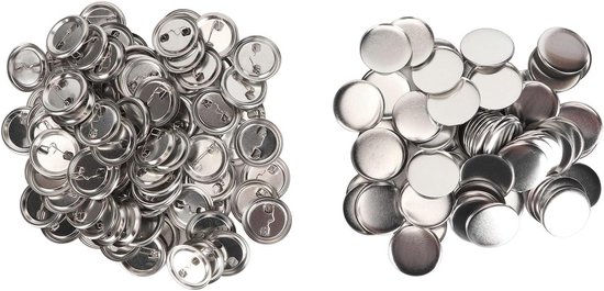 100 Set Pin Back Button Parts, Sturdy Metal Plastic Rustproof Smoothing Knob, Badge Supplies (37mm