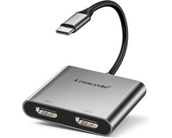 Lemorele TC21 USB-C naar Dual HDMI Adapter - 4K@60Hz - Dual Monitor Ondersteuning - Voor MacBook/Dell XPS/Surface - Grijs