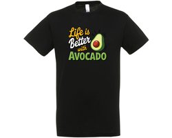 Life Is Better With Avocado T-shirt - cadeau - Zwart - Grappige T-shirts - Vegan - Avocado - DrogeHumor - Maat L