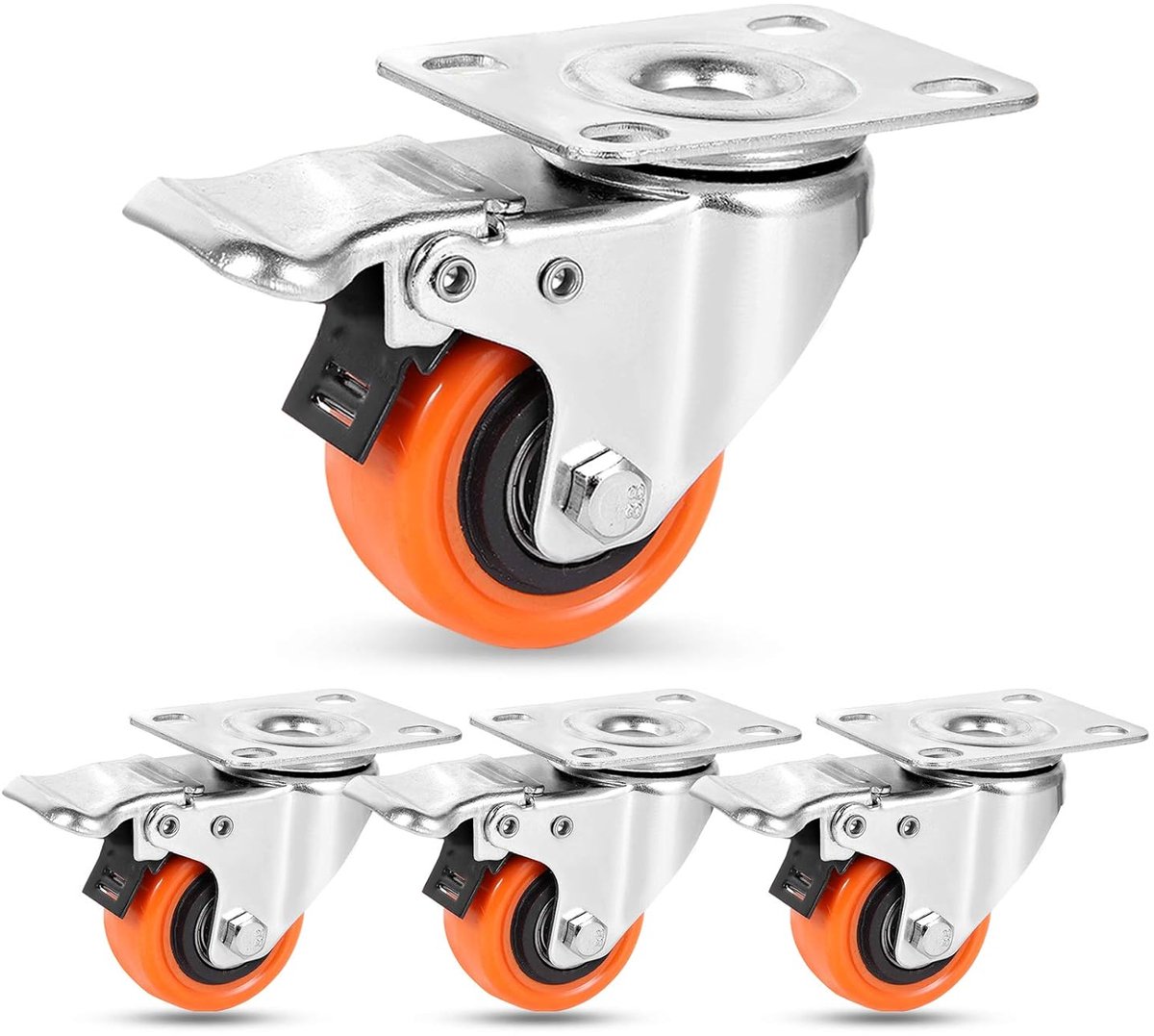 Ibenzoa® Robuuste Mobiele Onderstelwielen met Remmen - 360° Draai en 270 kg Draagkracht