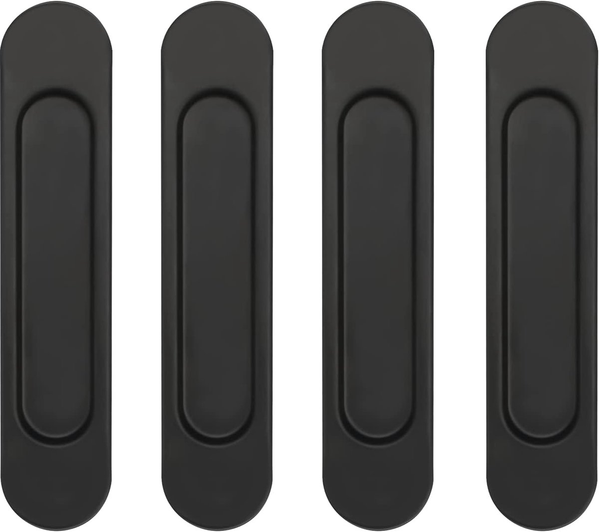 Ibenzoa® Set van 4 Zwarte Schuifdeurgrepen met Zelfklevende Montage – Aluminiumlegering