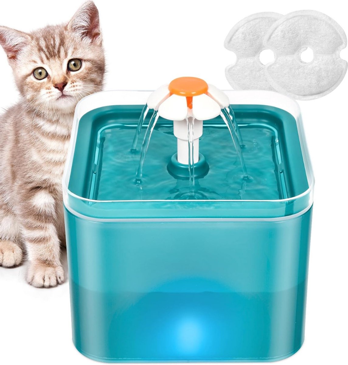 Waterfontein voor katten, waterfontein voor katten, honden, 2 l, stille waterdispenser voor katten, met vervangbaar filter, geactiveerd koolstoffilter, houdt het water schoon, grijs Waterfontein voor katten, waterfontein voor katten, honden, 2 l, stille waterdispenser voor katten, met vervangbaar filter, geactiveerd koolstoffilter, houdt het water schoon, grijs