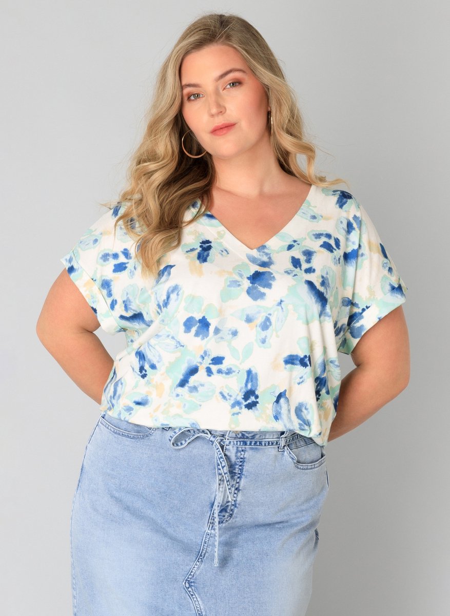 YESTA Helin Essential Tops - White/Multi-Colour - maat X-0(44)
