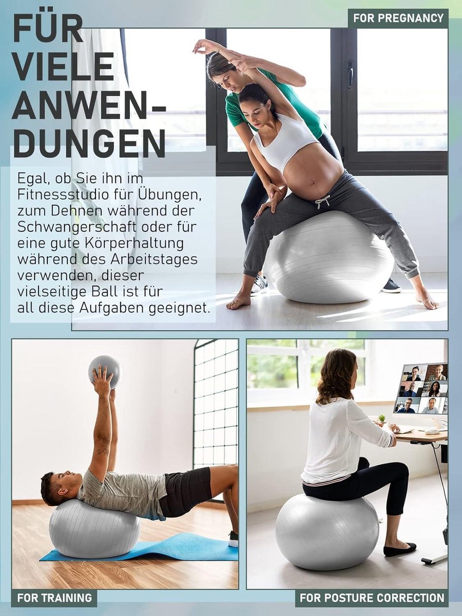 Gym Oefening Fitness Bal 65cm (Anti-Burst) met Dual Action Hand Pump & Travel Sack Gym Oefening Fitness Bal 65cm (Anti-Burst) met Dual Action Hand Pump & Travel Sack