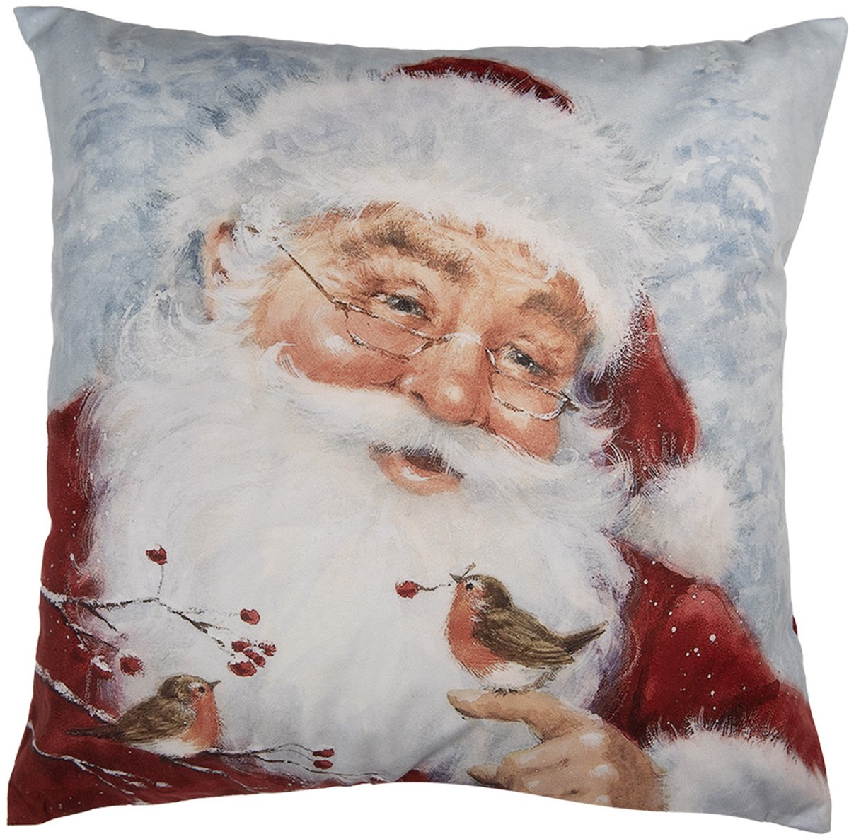 Clayre & Eef Kussenhoes 45x45 cm Grijs Polyester Kerstman