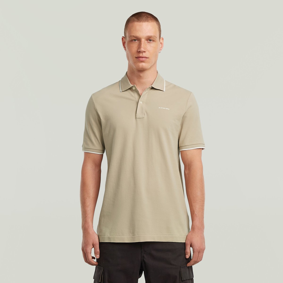 G-Star Chest Logo striped polo ss Heren Polo’s Khaki