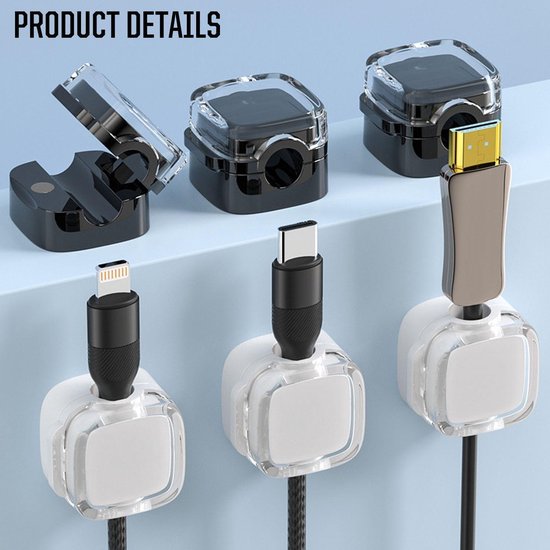 Aster 6 Stück Magnetische Kabelbinder Magnet Kabelklemmen Kabelmanagement Clips Schraubsockel