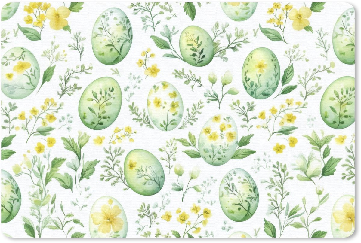 Muismat 27x18 cm - Mousepad Patroon - Groen - Eieren - Muismatten