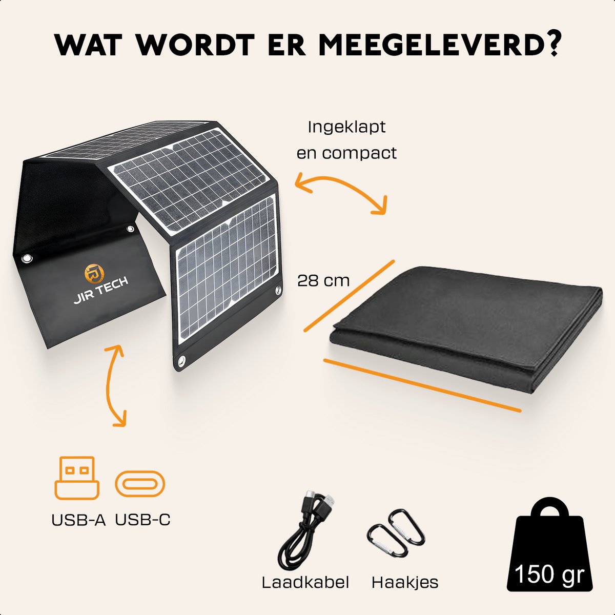 JIR Tech® Opvouwbaar Zonnepaneel 30W voor Powerbank - afbeelding 3