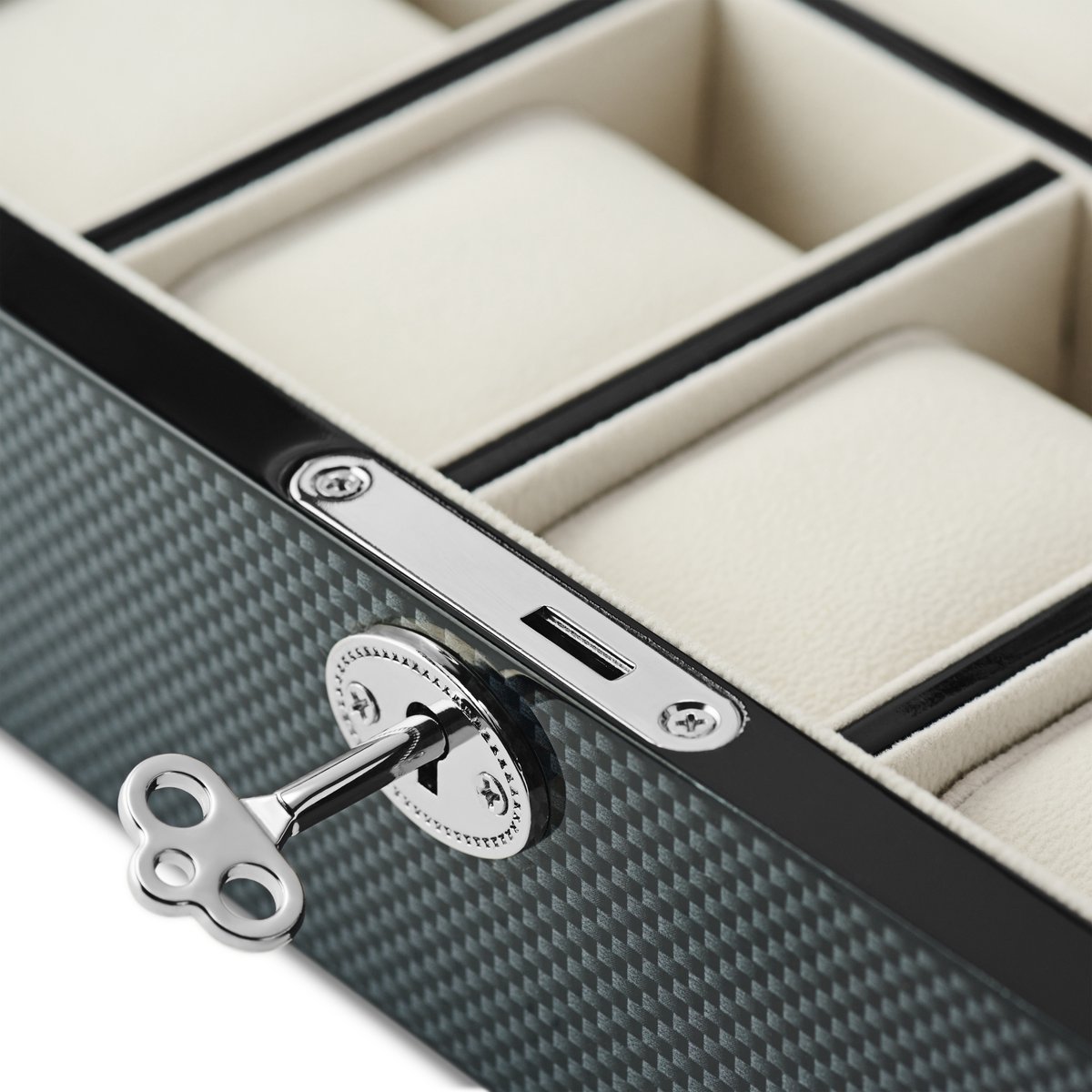 Koolstofvezel Fineer Horloge Displaybox met 10 Vakken