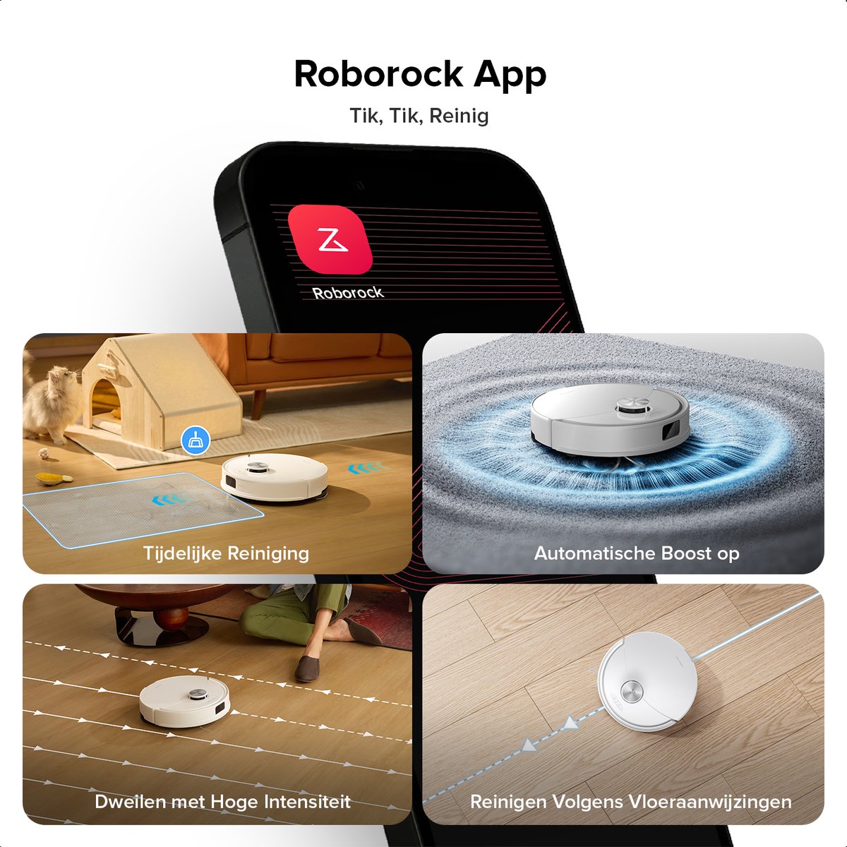 Afbeelding 3 van Roborock Q10 S5 Robotstofzuiger– 10000 Pa Zuigkracht–Dubbele Anti-klitfunctie–VibraRise 2.0-Systeem– 8 mm Dweillift– PreciSense LiDAR-navigatie–Obstakelvermijding– APP–Wit