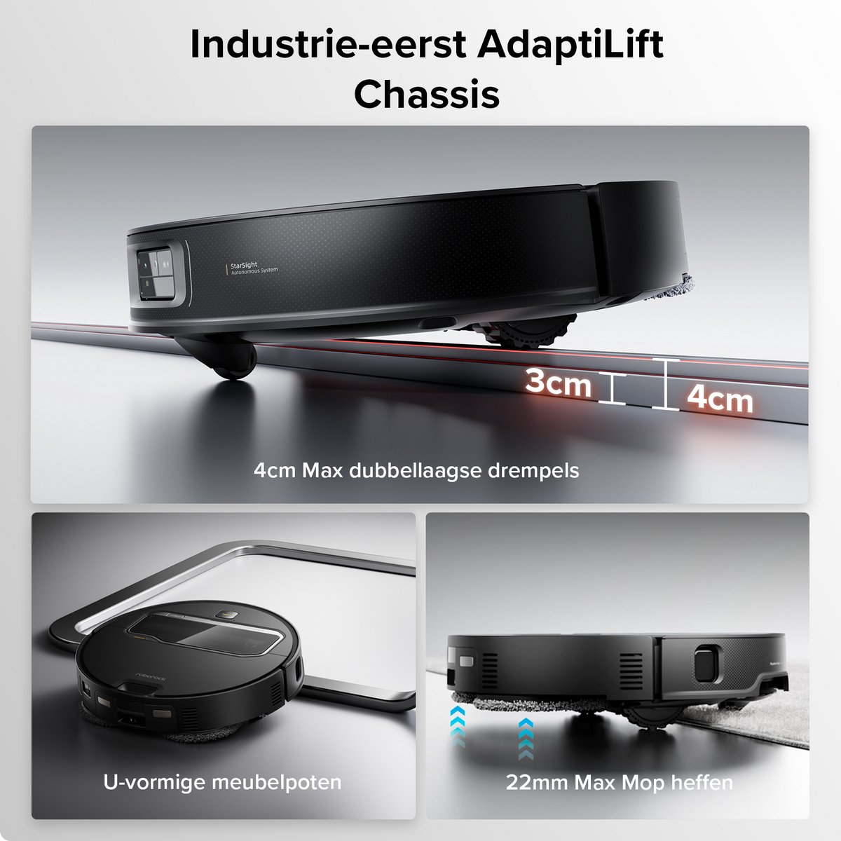 Afbeelding 2 van Roborock Saros Z70 Black – Ultradunne, Intelligente Robotstofzuiger met 22.000 Pa Zuigkracht, Geavanceerde Navigatie en Slimme App- en Spraakbediening