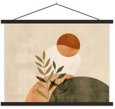 Posterhanger incl. Poster 120x90 cm - Schoolplaat - Takken - Vormen - Abstract - Textielposter - Zwarte latten