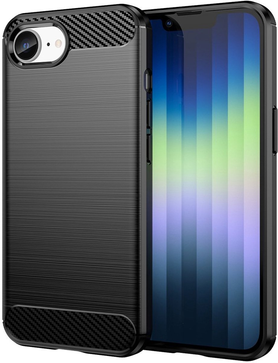 Mobiq Carbon Look Hoesje geschikt voor iPhone 16e (2025) - Flexibele TPU Case