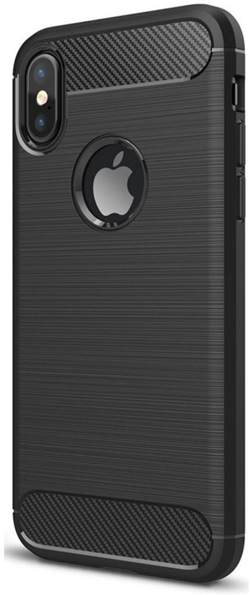 Mobiq Carbon Look Hoesje geschikt voor iPhone XS Max - Flexibele TPU Case