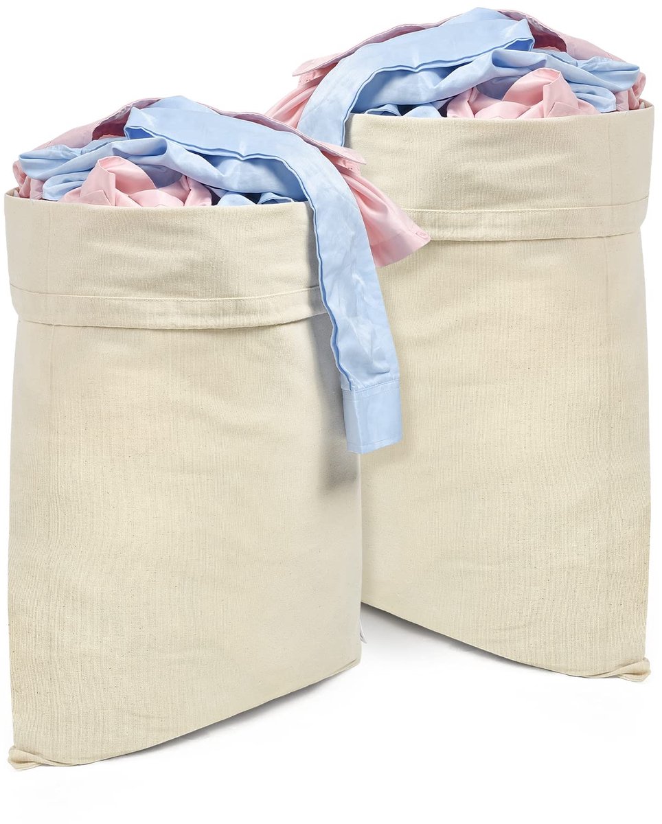 Ibenzoa® Extra Grote Opvouwbare Katoenen Waszakken Set met Trekkoord voor Reizen en Opslag