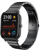 Stalen Smartwatch bandje - Geschikt voor  Xiaomi Amazfit GTS metalen bandje - zwart - Horlogeband / Polsband / Armband