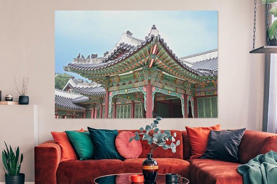 Texture traditionnelle coréenne en toile Changdeokgung 180x120 cm - Tirage photo sur toile (Décoration murale salon / chambre) XXL / Groot format!