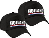 4x stuks holland supporters pet zwart voor dames en heren - Nederland landen baseball cap - supporters