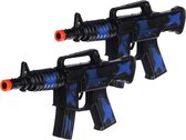 2x stuks kinder speelgoed verkleedwapens/machinegeweren soldaten/leger met geluid 27 cm - Nep geweren/wapens